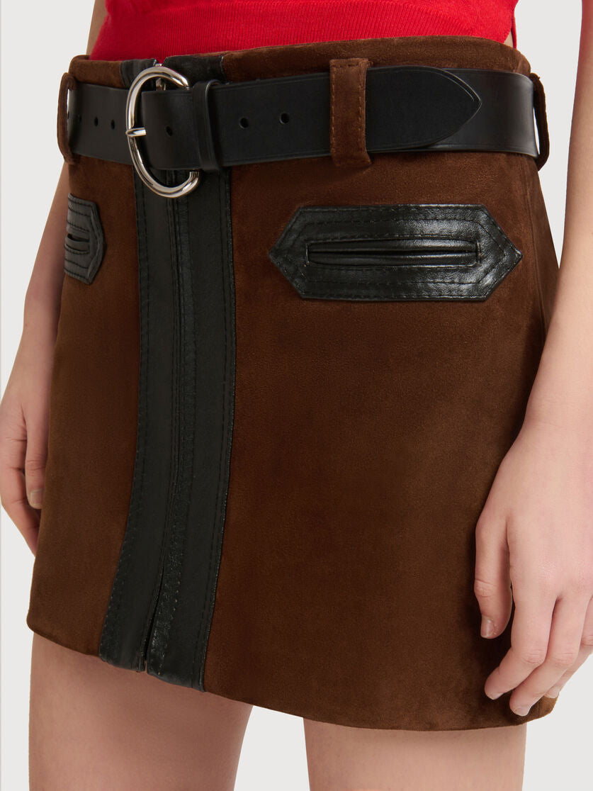 suede miniskirt with zip