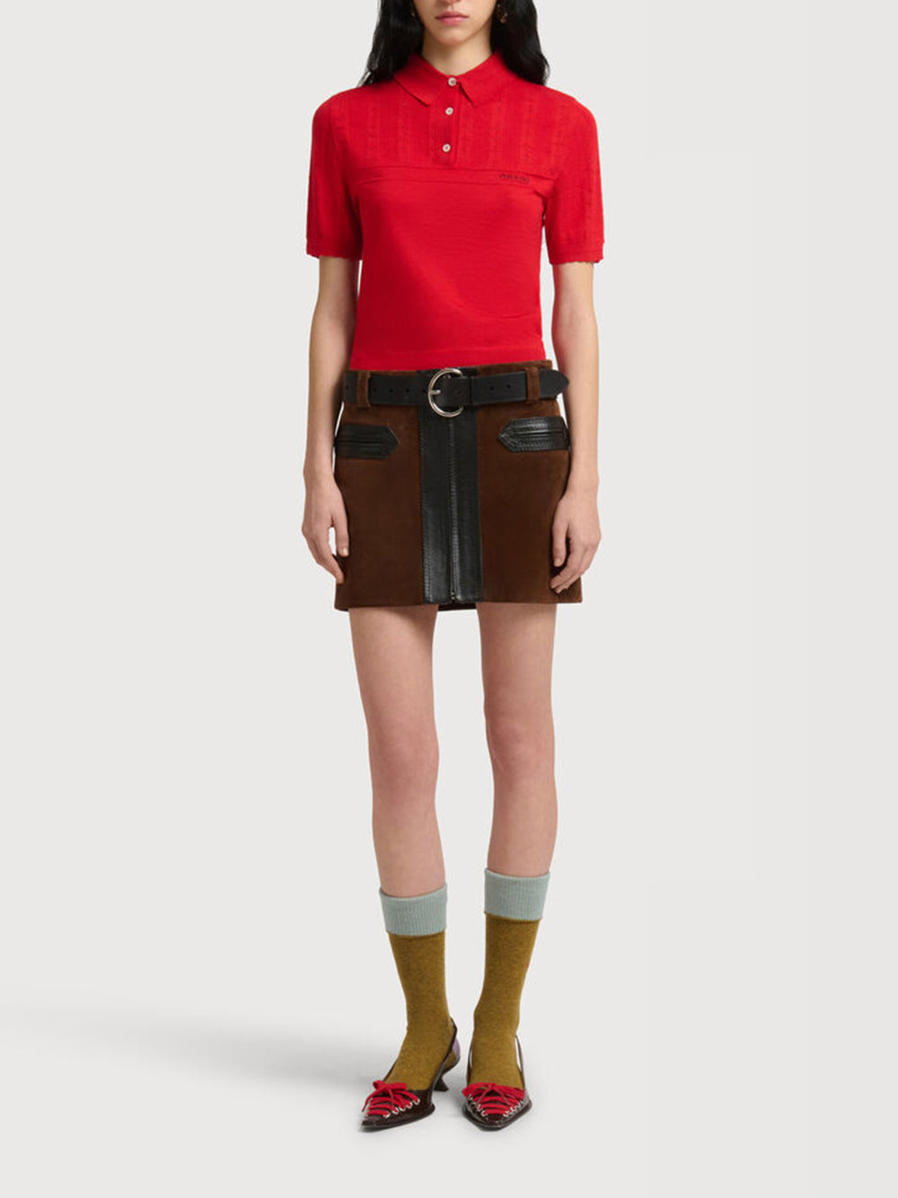 suede miniskirt with zip