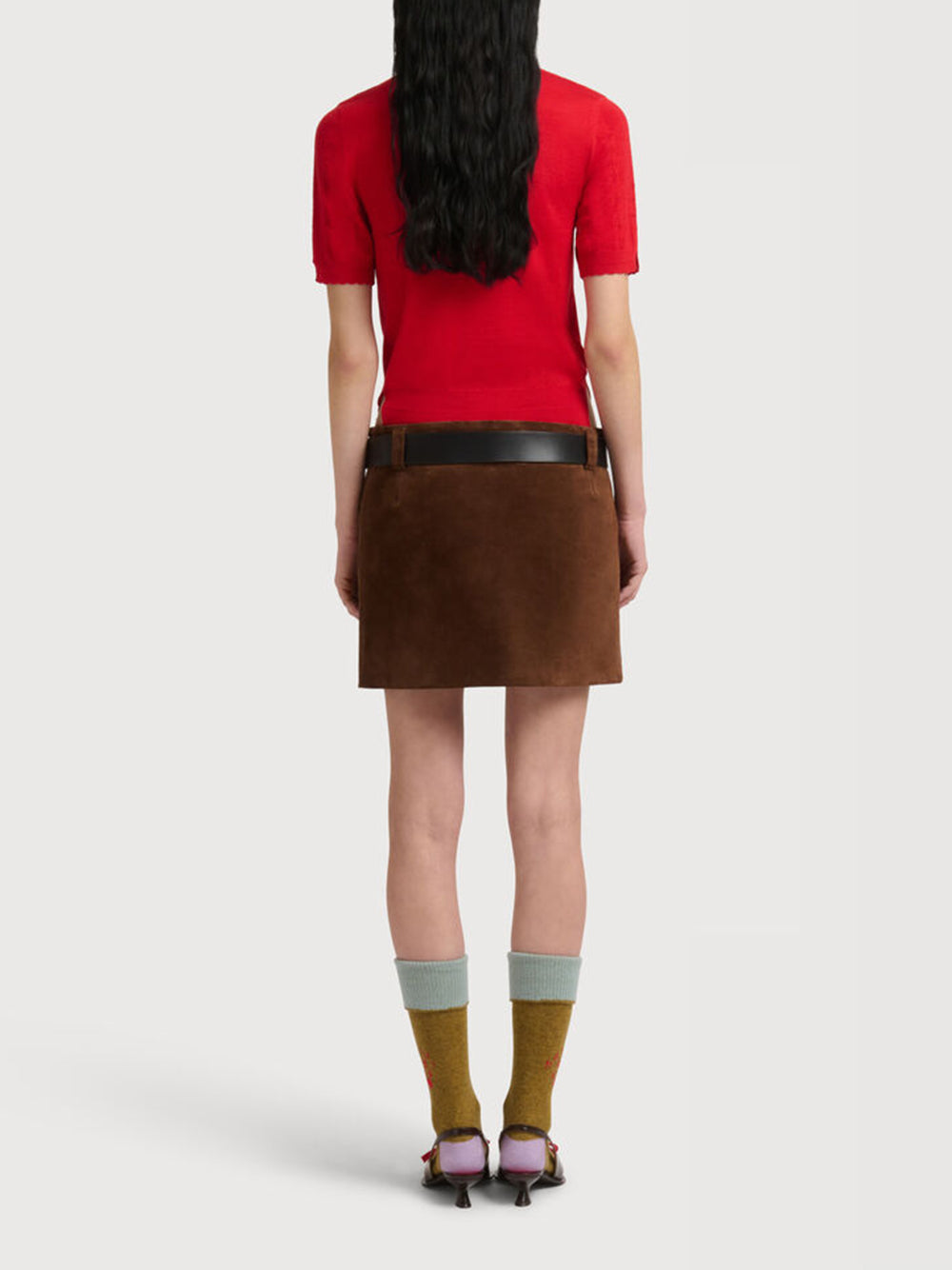 suede miniskirt with zip