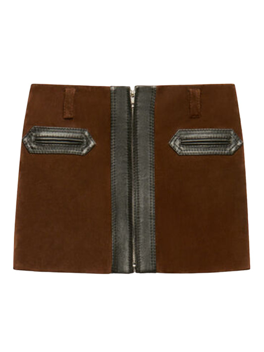 suede miniskirt with zip