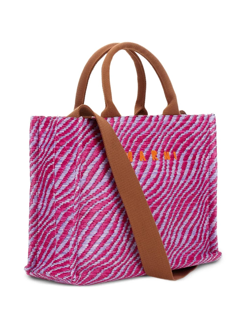 MARNI-small top-handles wave-print tote bag-