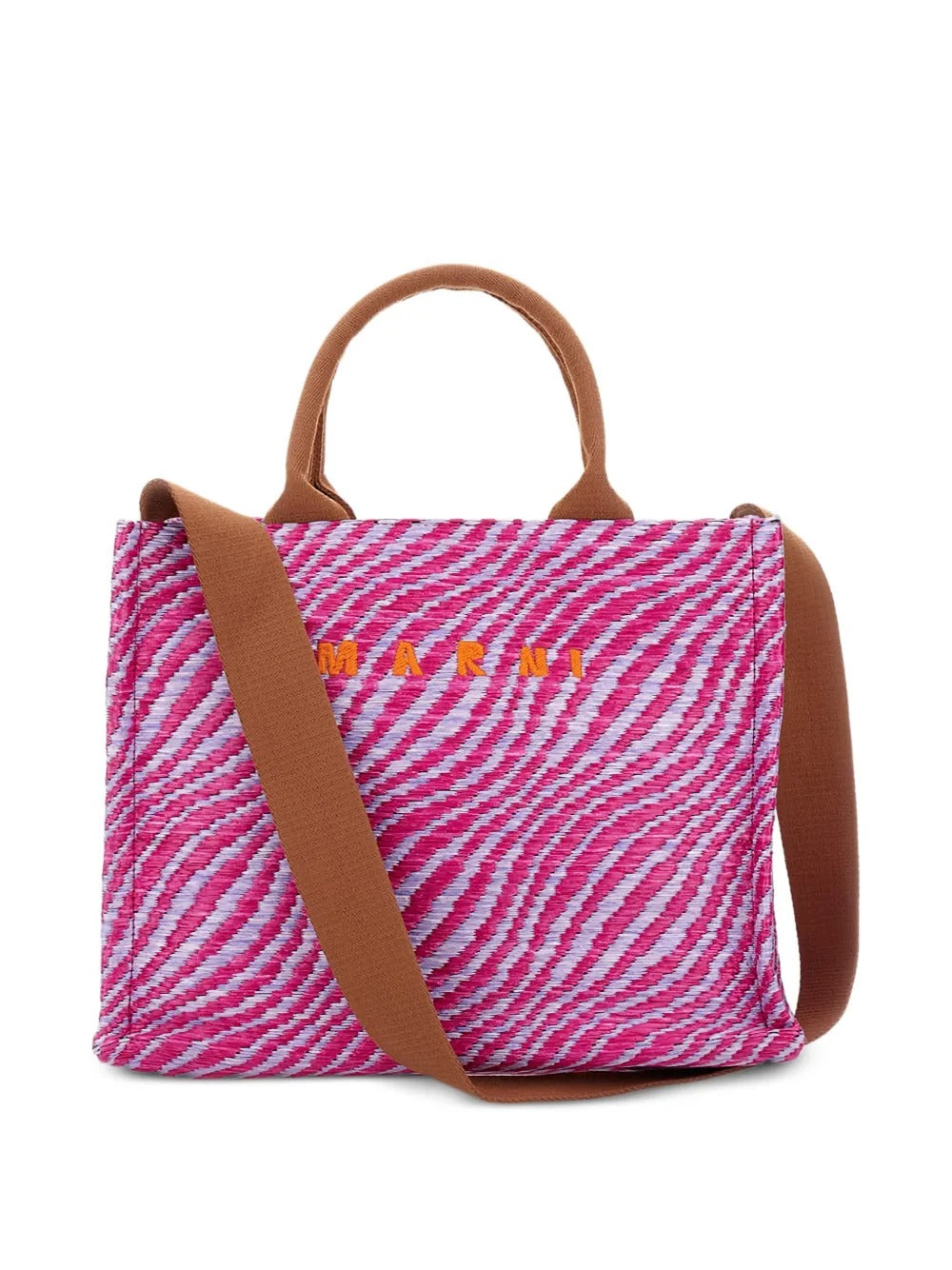 MARNI-small top-handles wave-print tote bag-