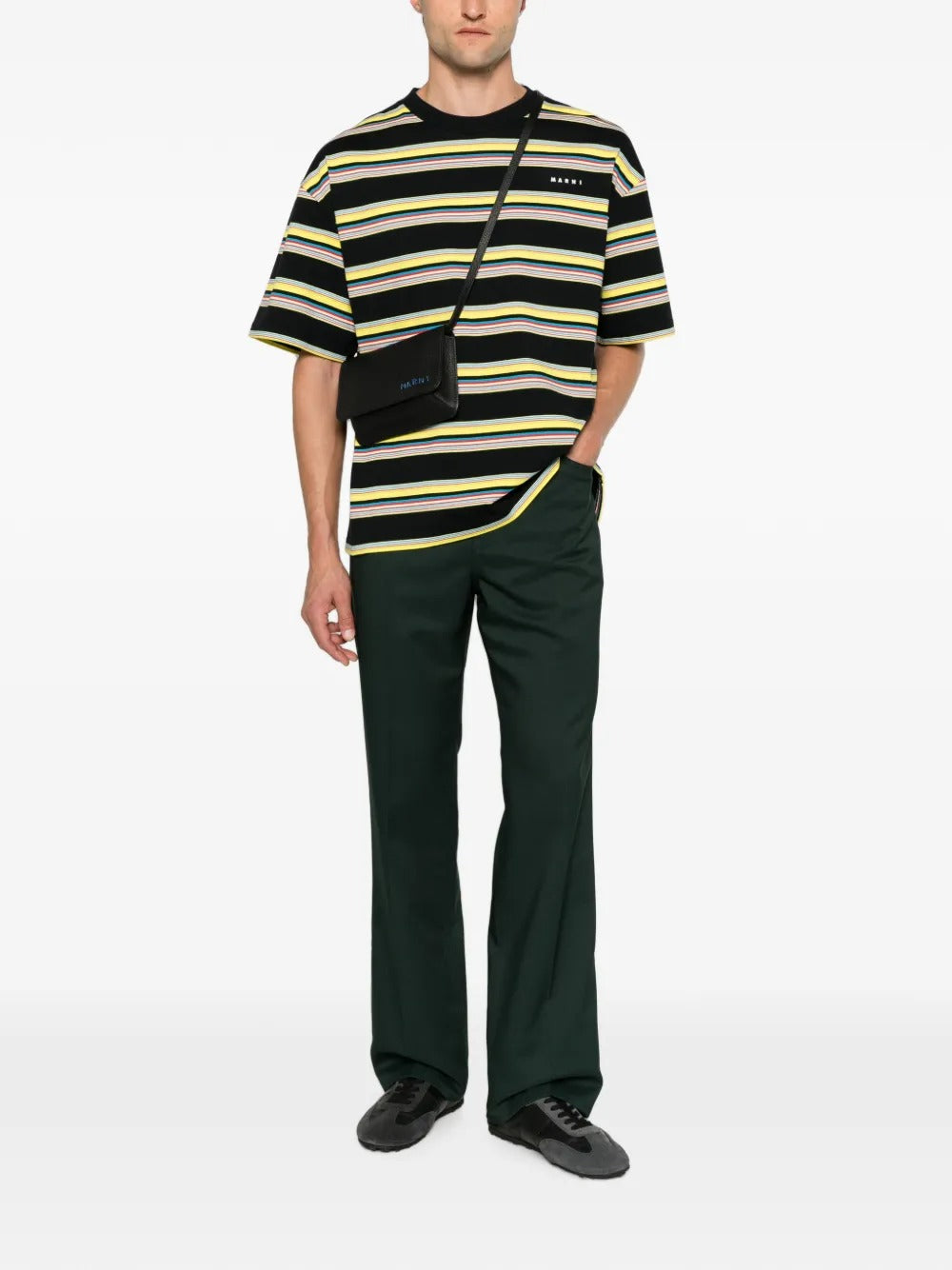 MARNI-Striped T-shirt with logo-