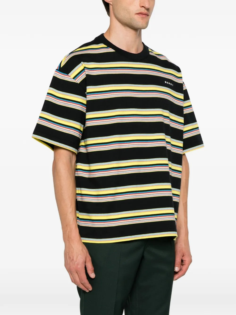 MARNI-Striped T-shirt with logo-