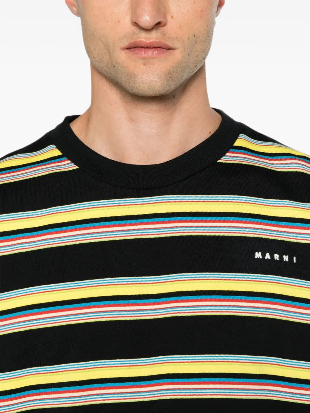 MARNI-Striped T-shirt with logo-
