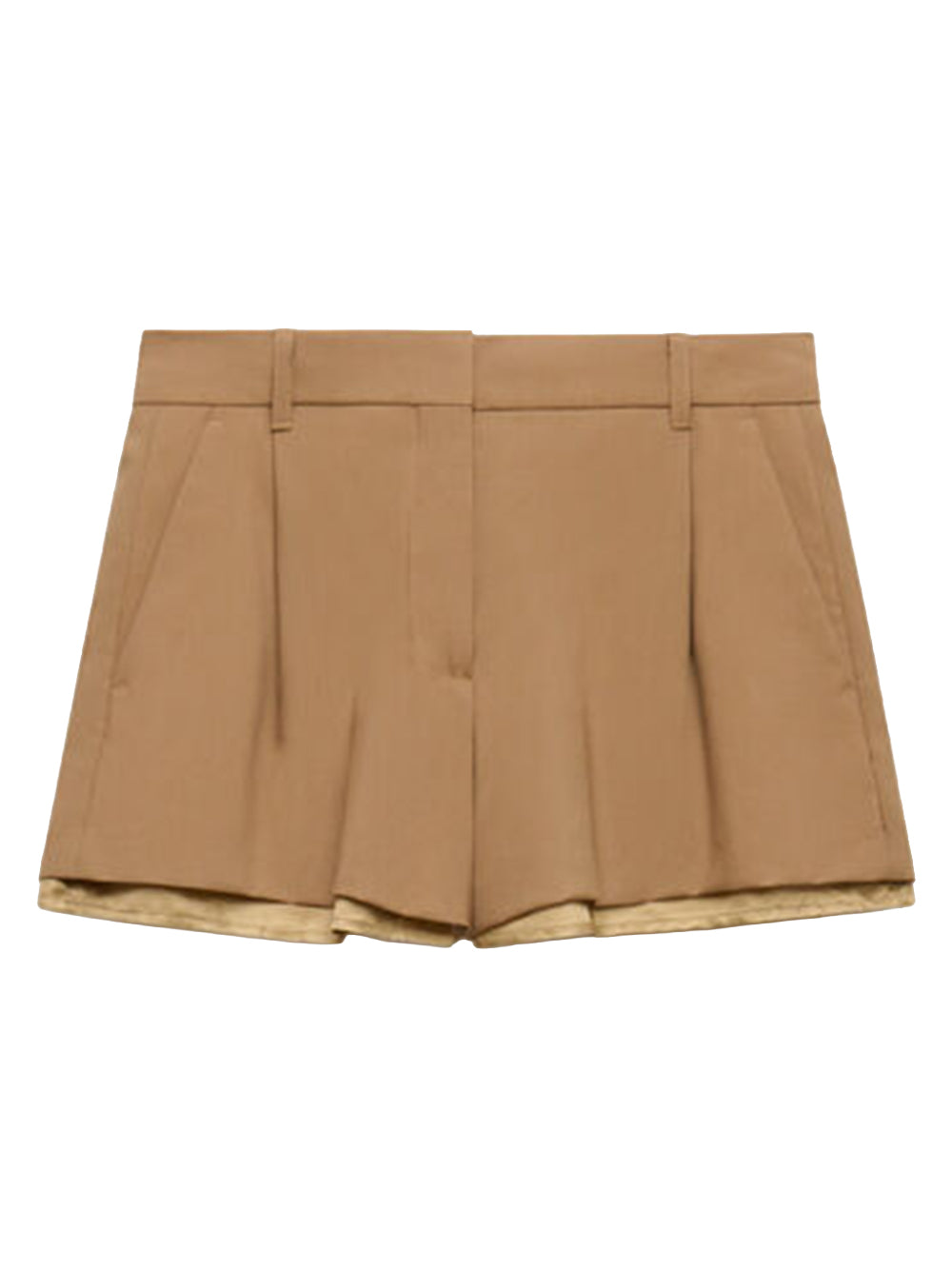 wool shorts with exposed lining