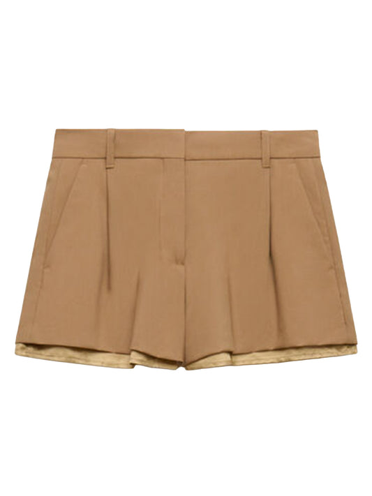 wool shorts with exposed lining