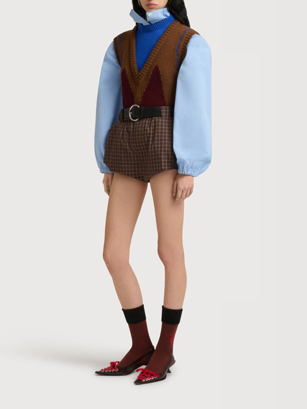 checked poplin culottes