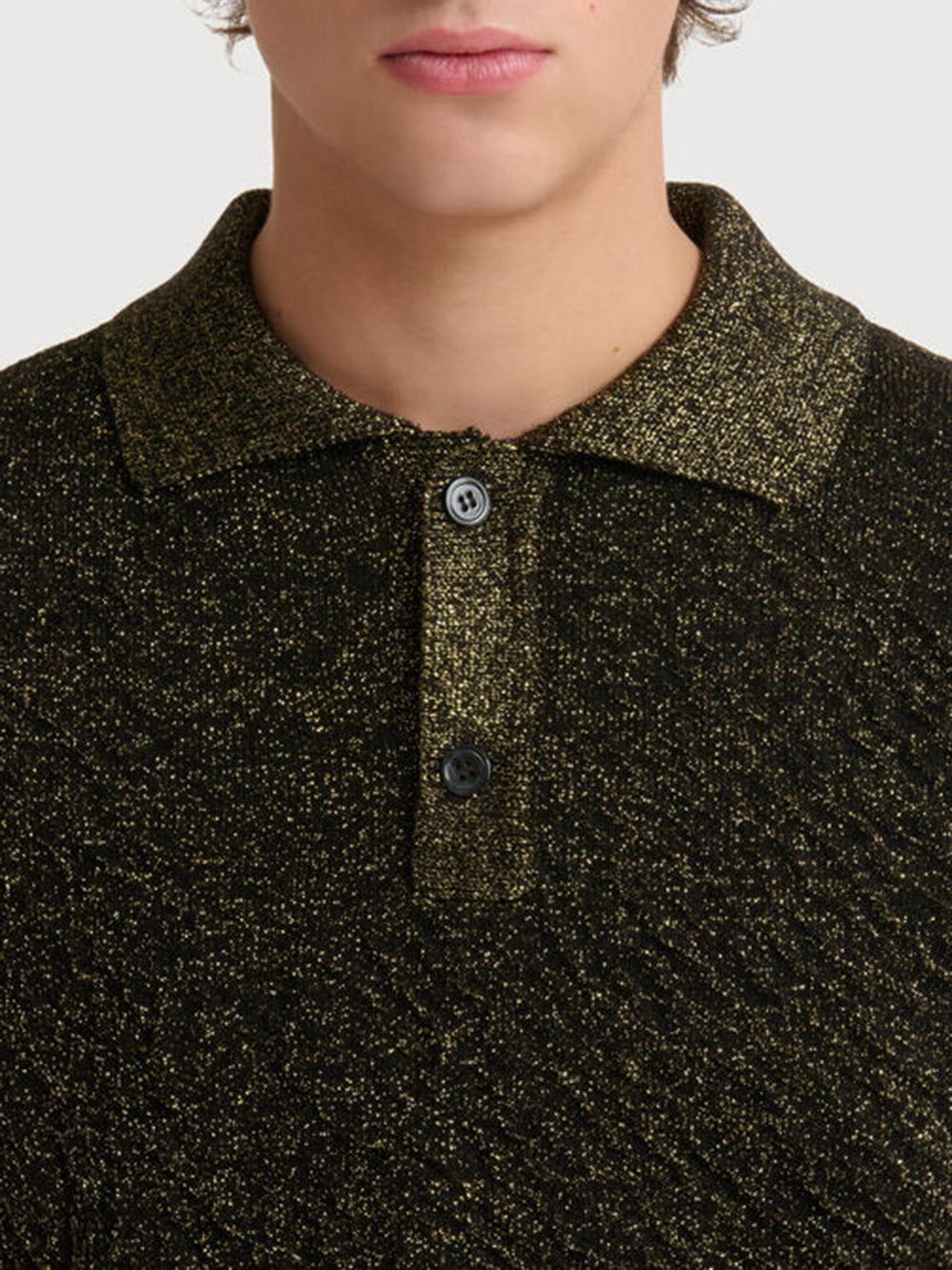 MARNI-wool polo shirt with lurex details-