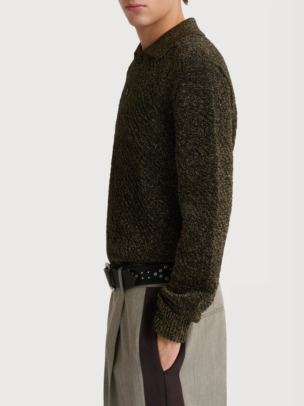 MARNI-wool polo shirt with lurex details-