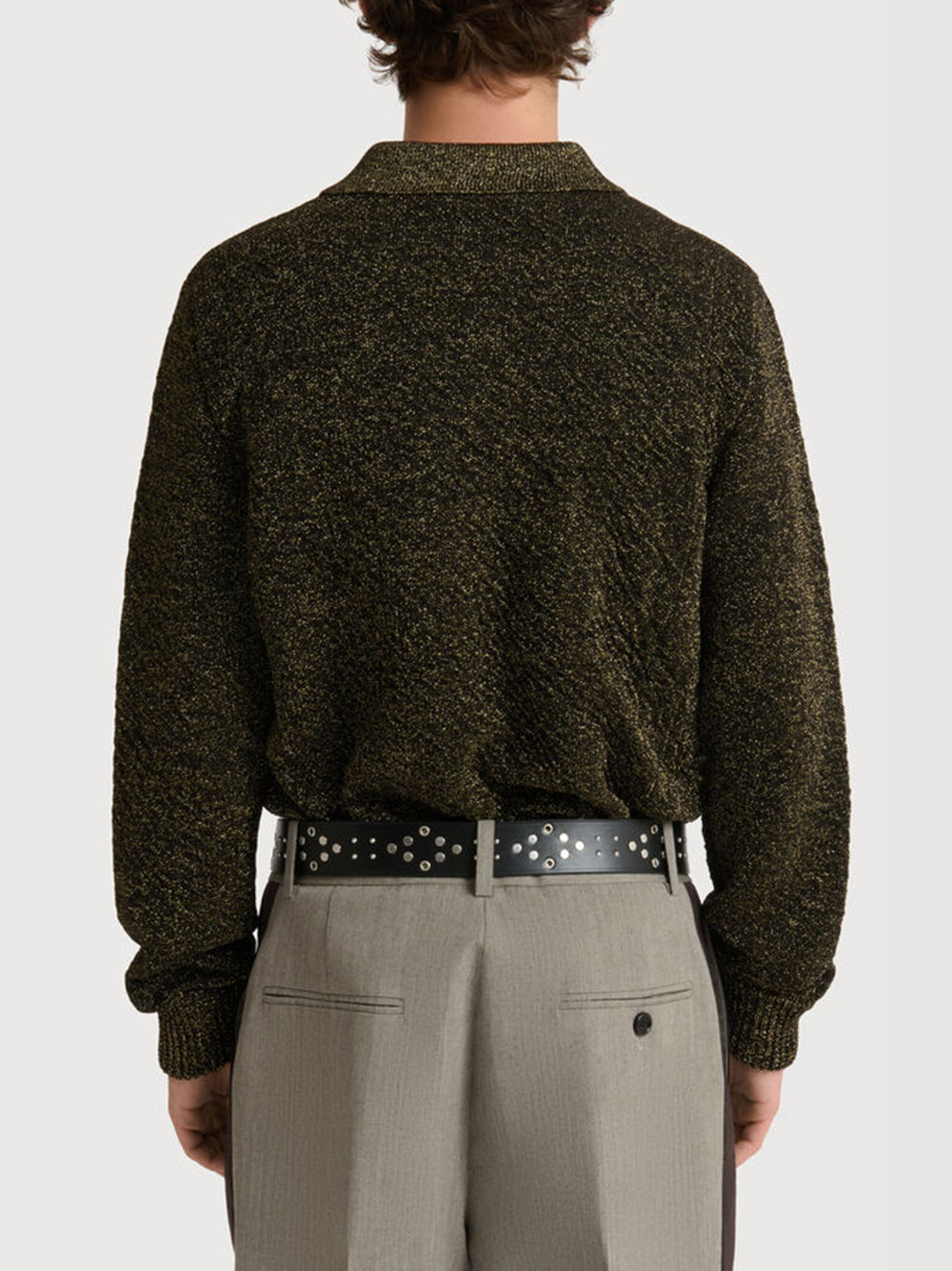 MARNI-wool polo shirt with lurex details-