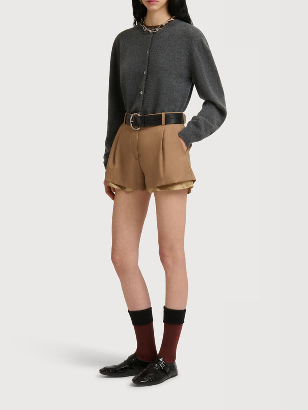 MARNI-wool shorts with exposed lining-
