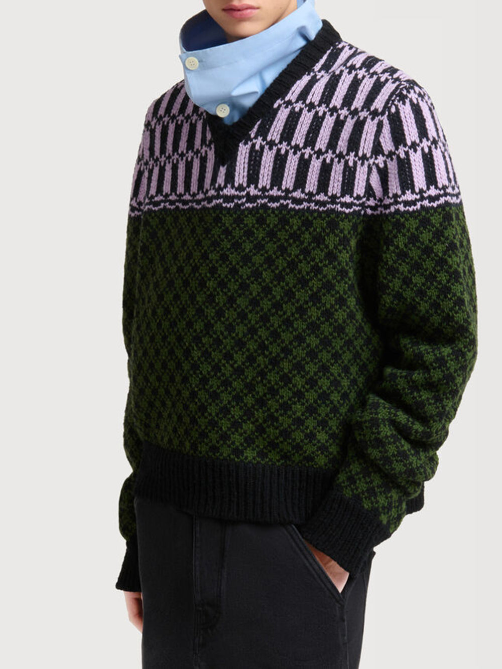 wool sweater with geometric pattern