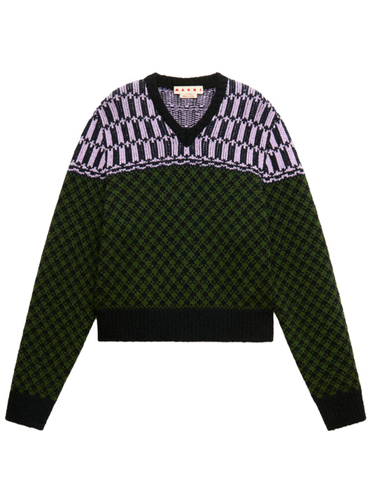 wool sweater with geometric pattern