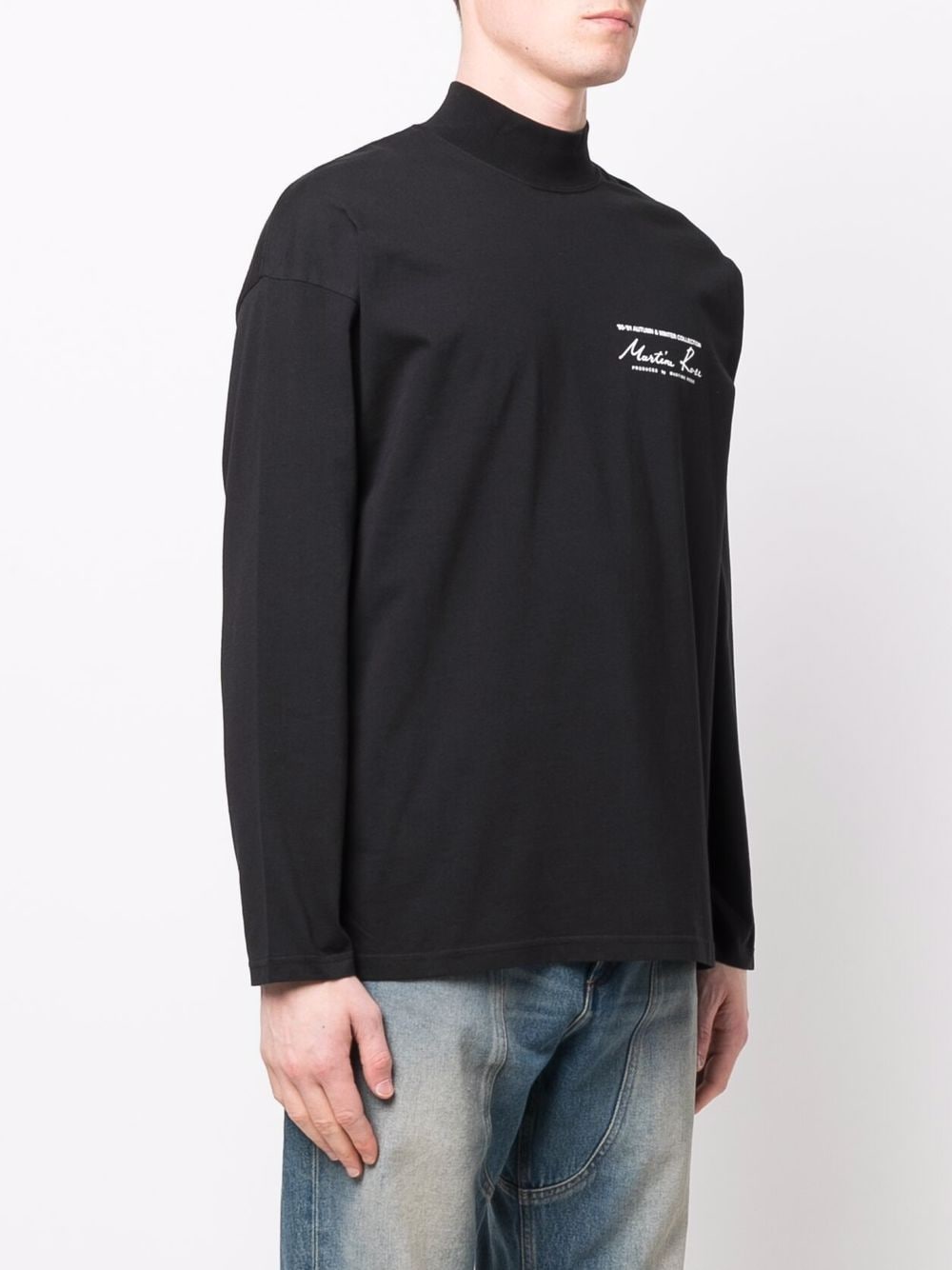 MARTINE ROSE-FUNNEL NECK T-SHIRT-CMR605 BLACK