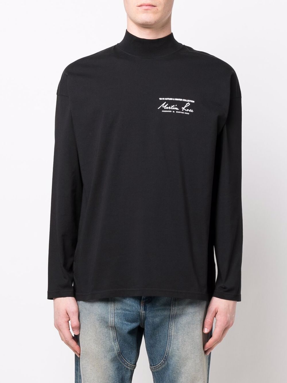 MARTINE ROSE-FUNNEL NECK T-SHIRT-CMR605 BLACK