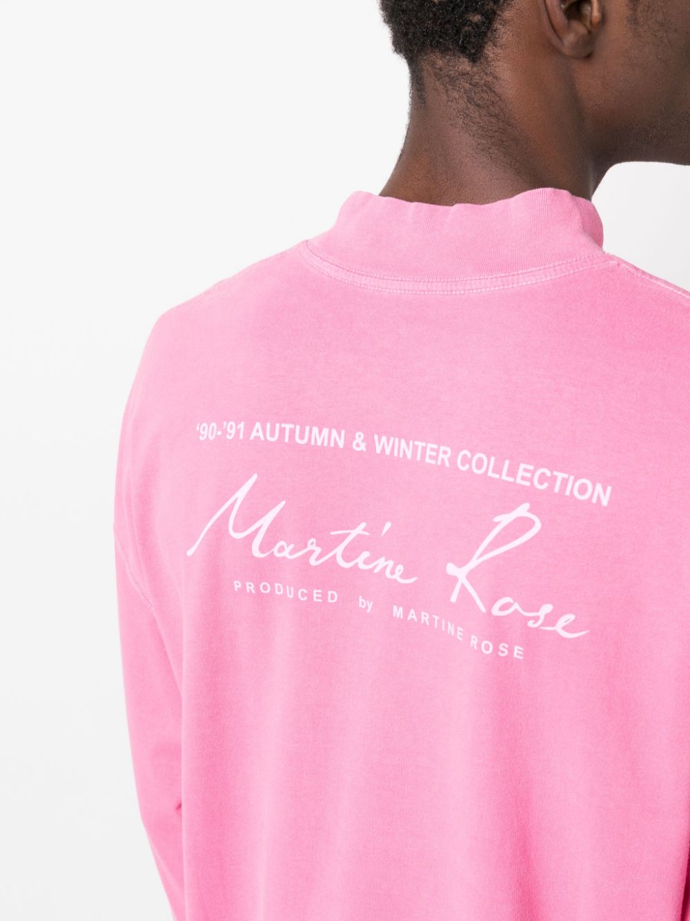 MARTINE ROSE-FUNNEL NECK T-SHIRT-CMRAW23605 PINK