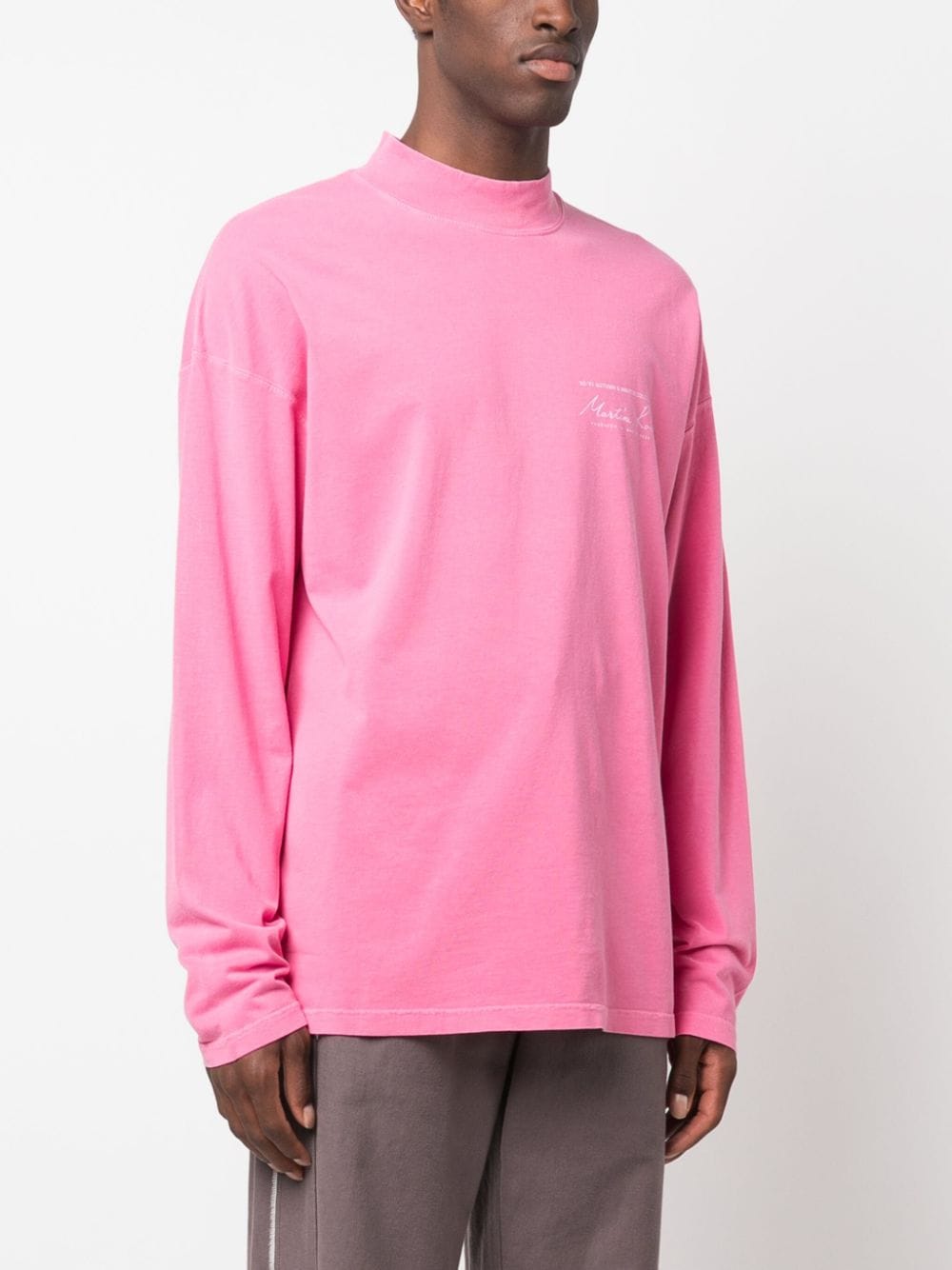 MARTINE ROSE-FUNNEL NECK T-SHIRT-CMRAW23605 PINK