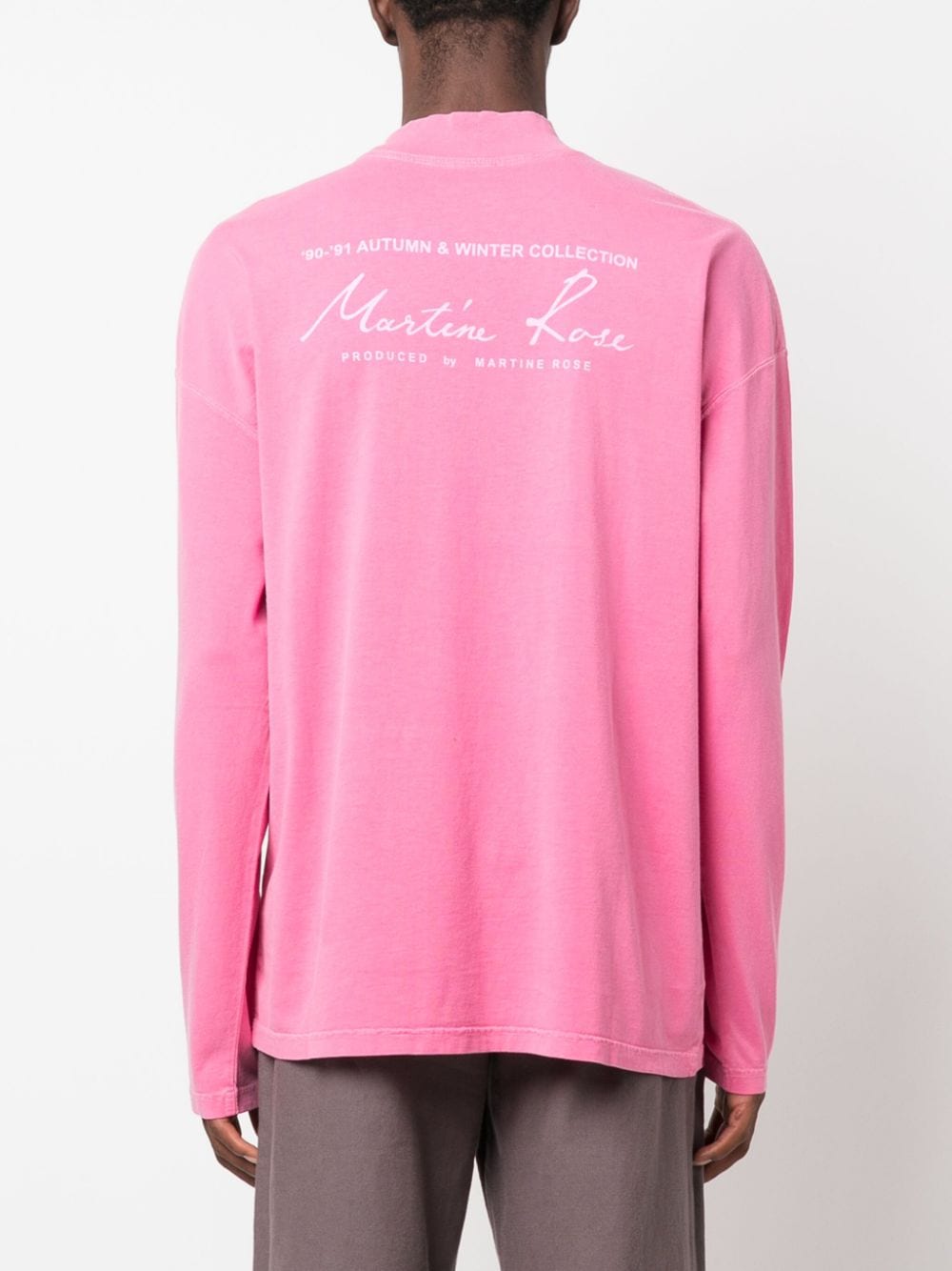 MARTINE ROSE-FUNNEL NECK T-SHIRT-CMRAW23605 PINK