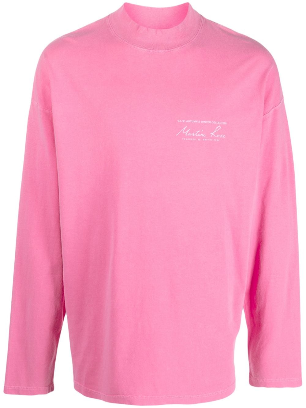 MARTINE ROSE-FUNNEL NECK T-SHIRT-CMRAW23605 PINK