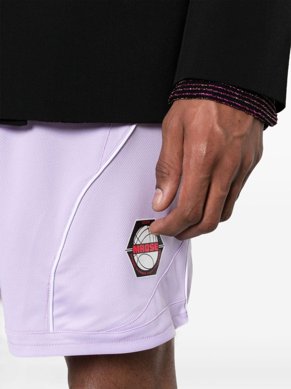 MARTINE ROSE-HALF & HALF FOOTBALL SHORTS-