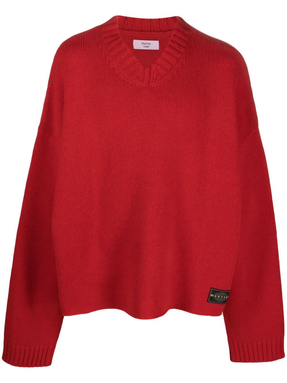 MARTINE ROSE-OVERSIZED V-NECK JUMPER-MRAW23927 RED