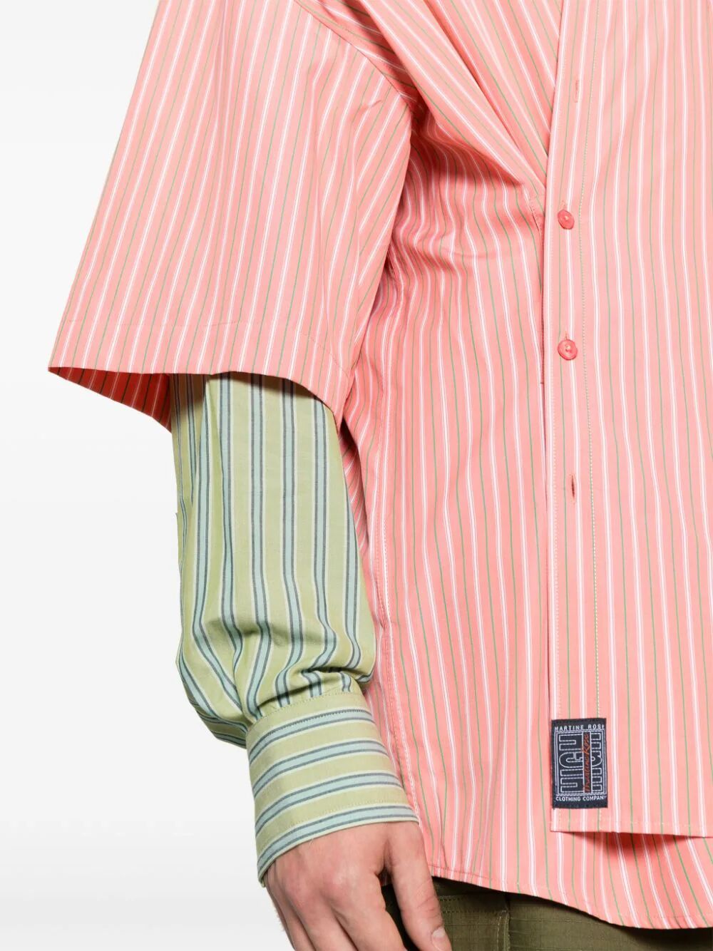 MARTINE ROSE-STRIPED WRAP SHIRT-MRSS24 440A PNKGRS