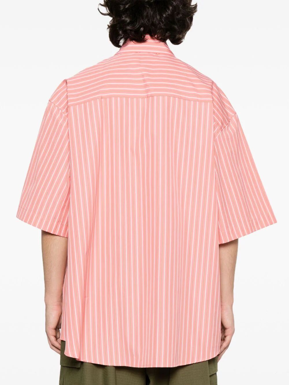 MARTINE ROSE-STRIPED WRAP SHIRT-MRSS24 440A PNKGRS