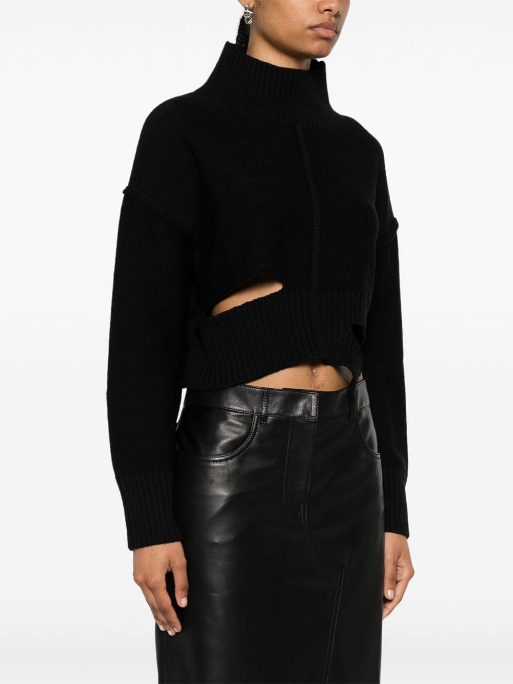 MM6 Maison Margiela-CROPPED MID NECK SWEATER-