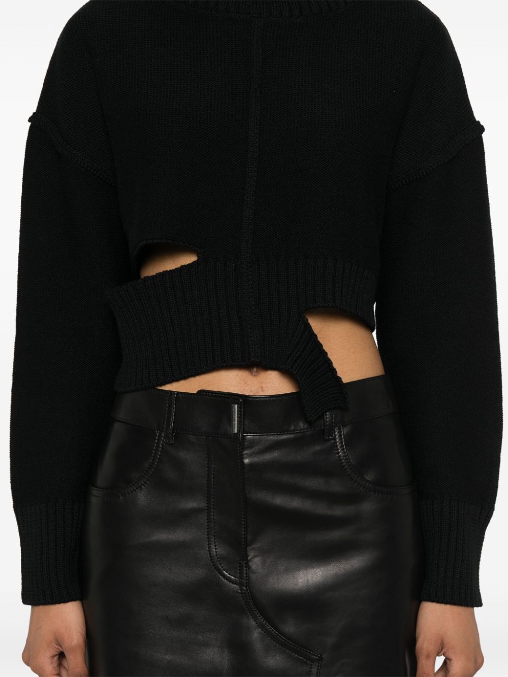 MM6 Maison Margiela-CROPPED MID NECK SWEATER-