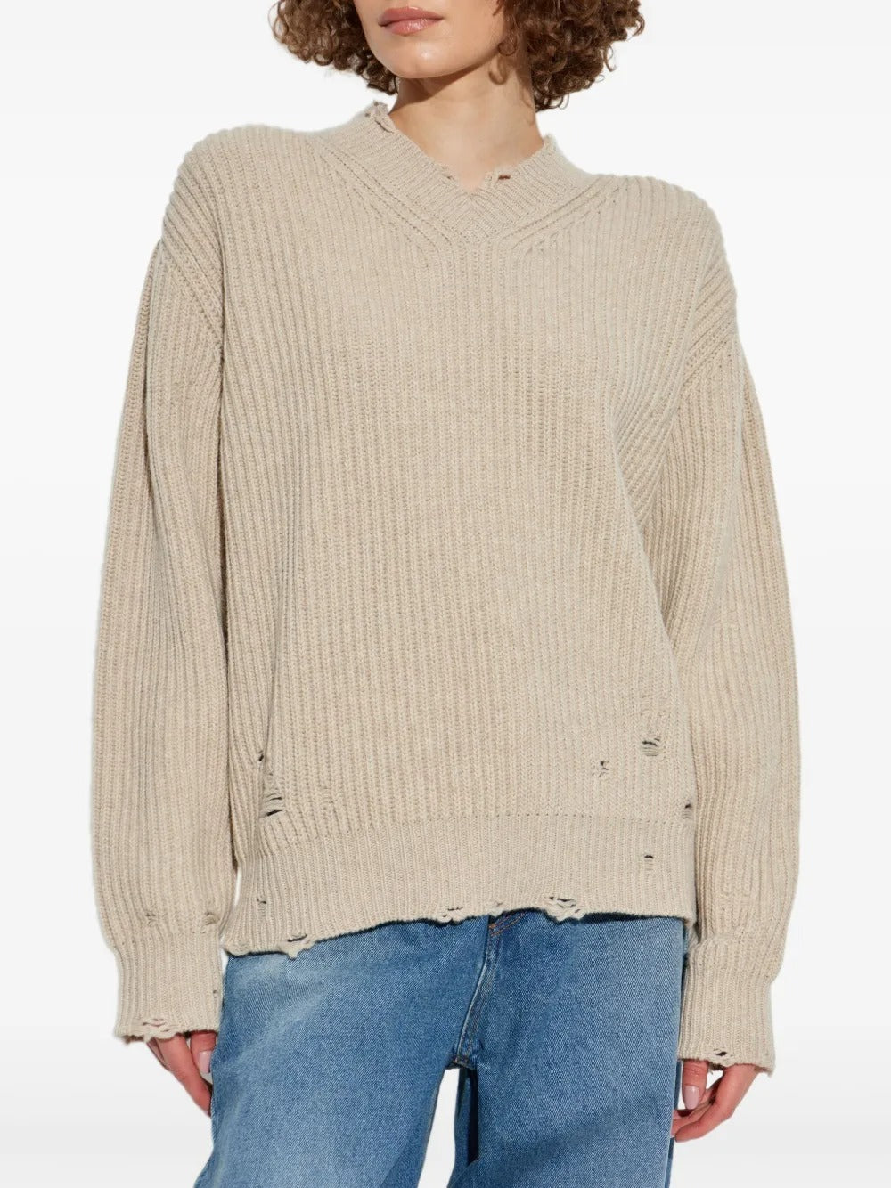 MM6 Maison Margiela-distressed ribbed sweater-S52HN0011M13138 806M
