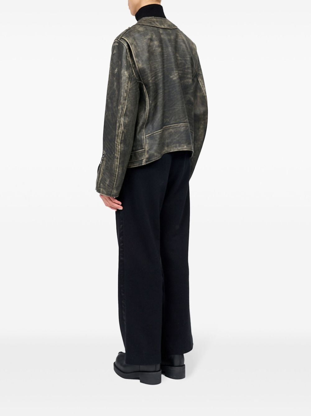 MM6 Maison Margiela-FADED LEATHER BIKER JACKET-