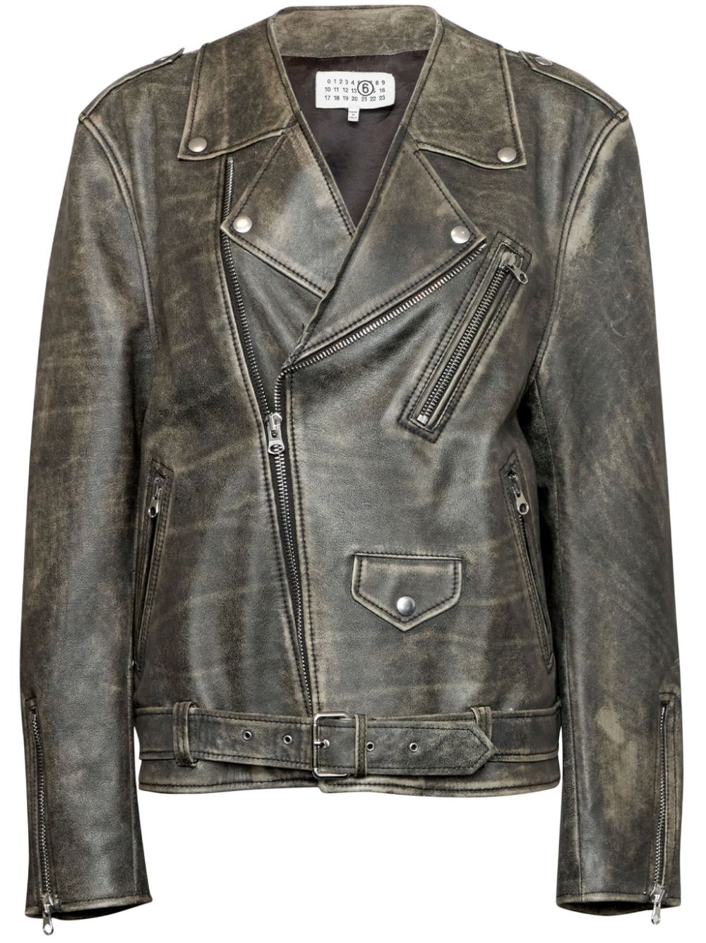 MM6 Maison Margiela-FADED LEATHER BIKER JACKET-