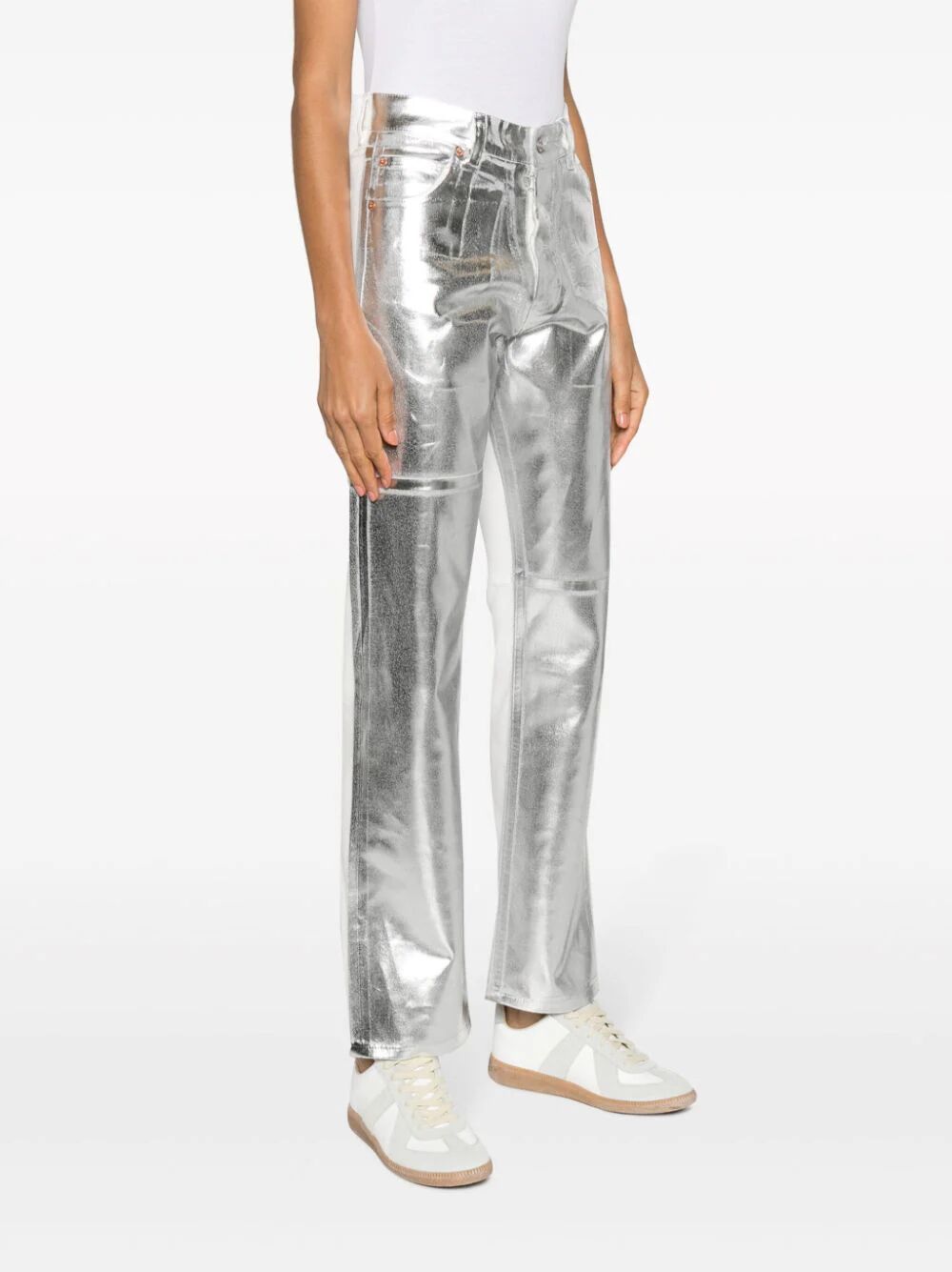 MM6 Maison Margiela-PANELLED METALLIC STRAIGHT-LEG JEANS-S62LB0141S30653 963