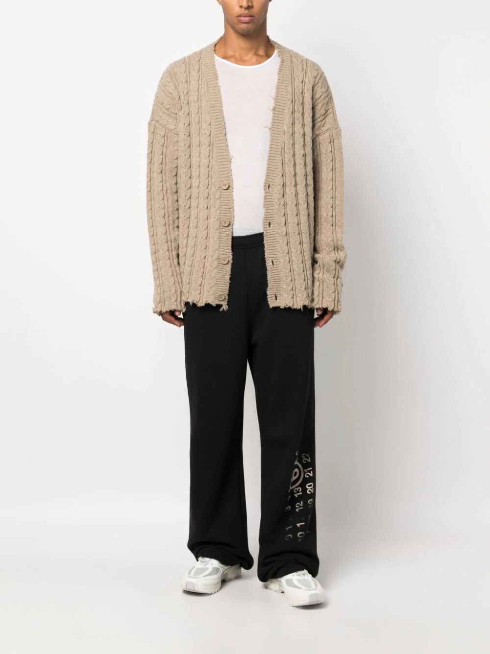 MM6 Maison Margiela-RAW-CUT CABLE-KNIT CARDIGAN-S62HP0014S18385 110