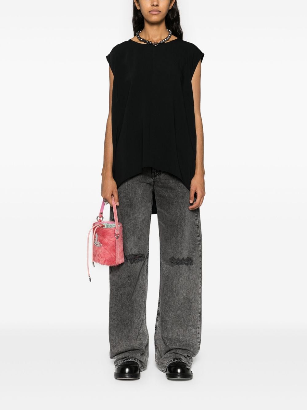 MM6 Maison Margiela-RIPPED 5 POCKETS DENIM TROUSERS-