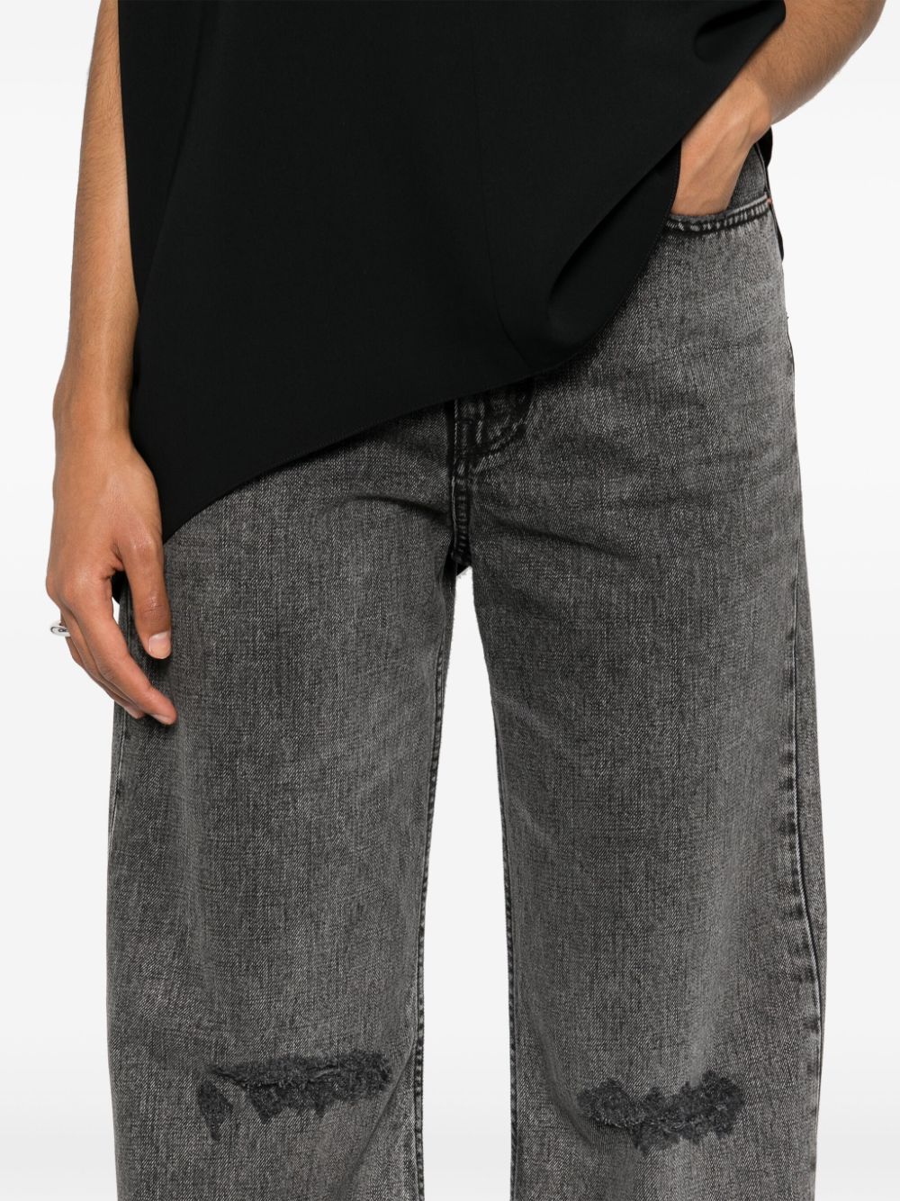 MM6 Maison Margiela-RIPPED 5 POCKETS DENIM TROUSERS-