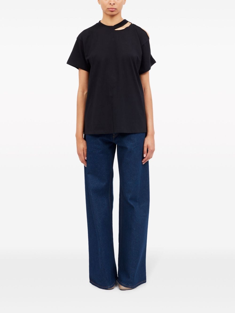 MM6 Maison Margiela-RIPPED COLLAR T-SHIRT-