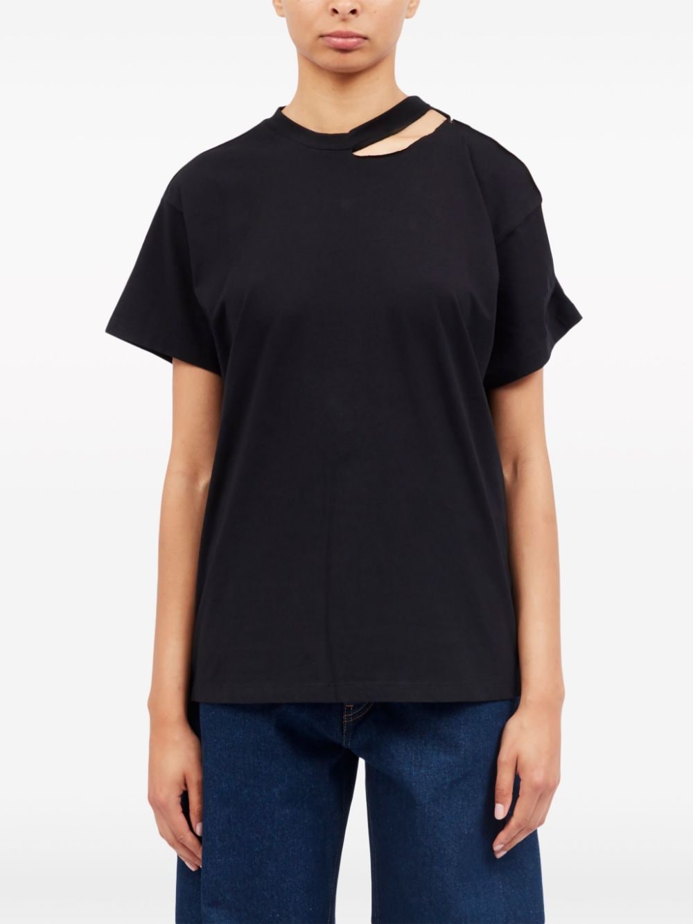 MM6 Maison Margiela-RIPPED COLLAR T-SHIRT-