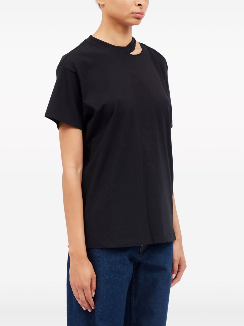 MM6 Maison Margiela-RIPPED COLLAR T-SHIRT-