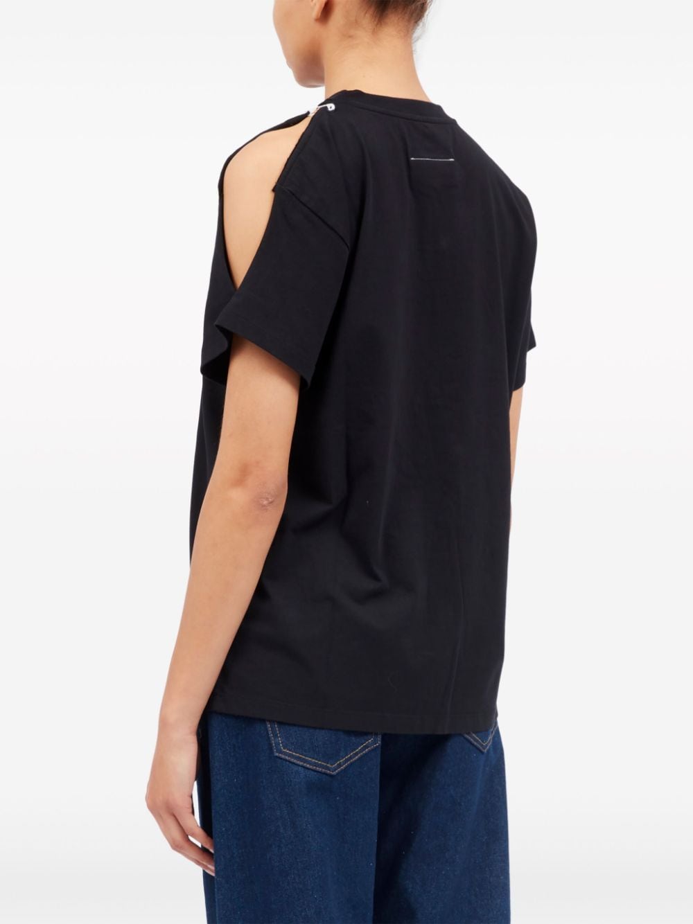 MM6 Maison Margiela-RIPPED COLLAR T-SHIRT-