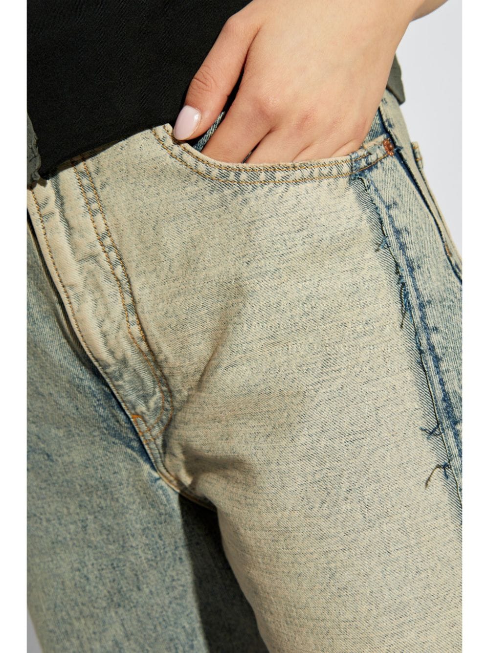 MM6 Maison Margiela-WIDE LEG 5 POCKETS DENIM TROUSERS-