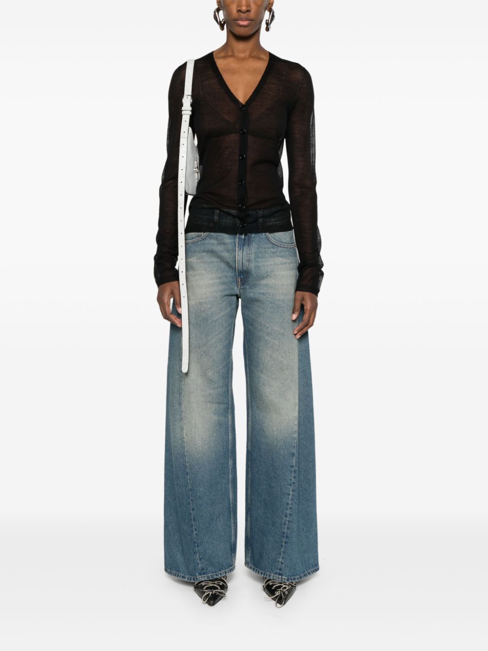 MM6 Maison Margiela-WIDE LEG 5 POCKETS DENIM TROUSERS-