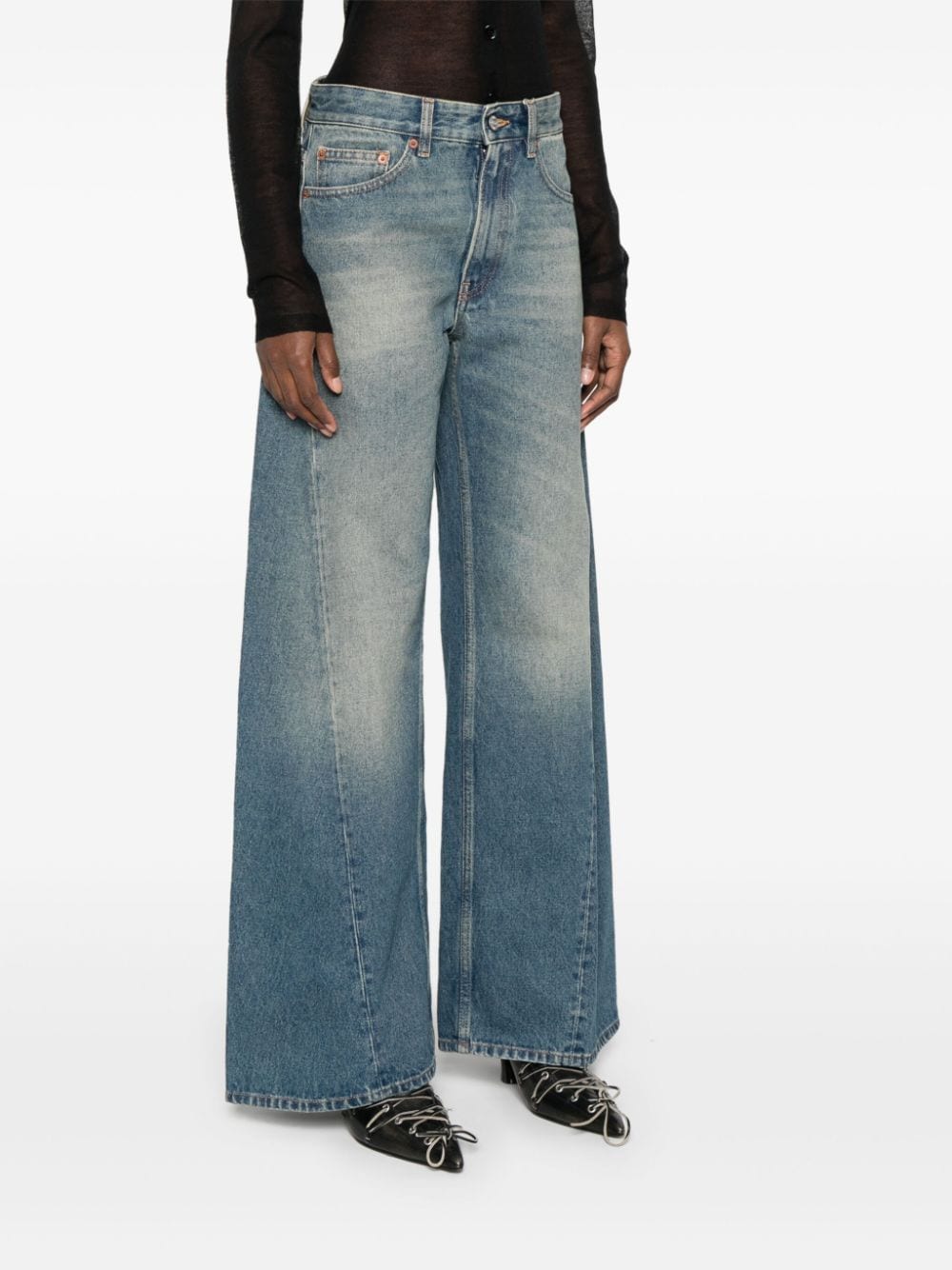 MM6 Maison Margiela-WIDE LEG 5 POCKETS DENIM TROUSERS-