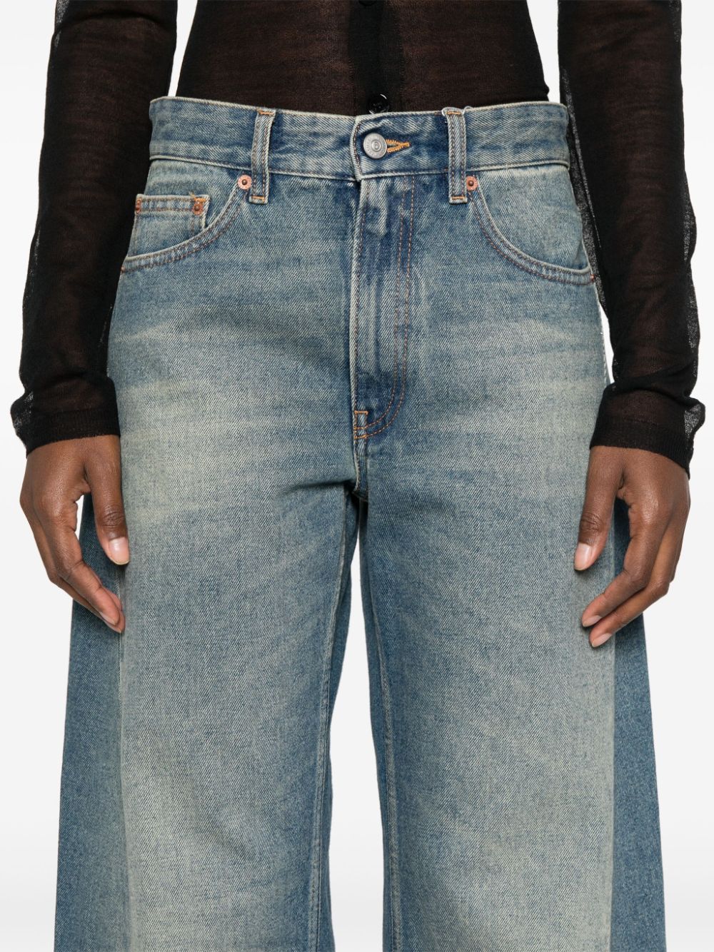 MM6 Maison Margiela-WIDE LEG 5 POCKETS DENIM TROUSERS-