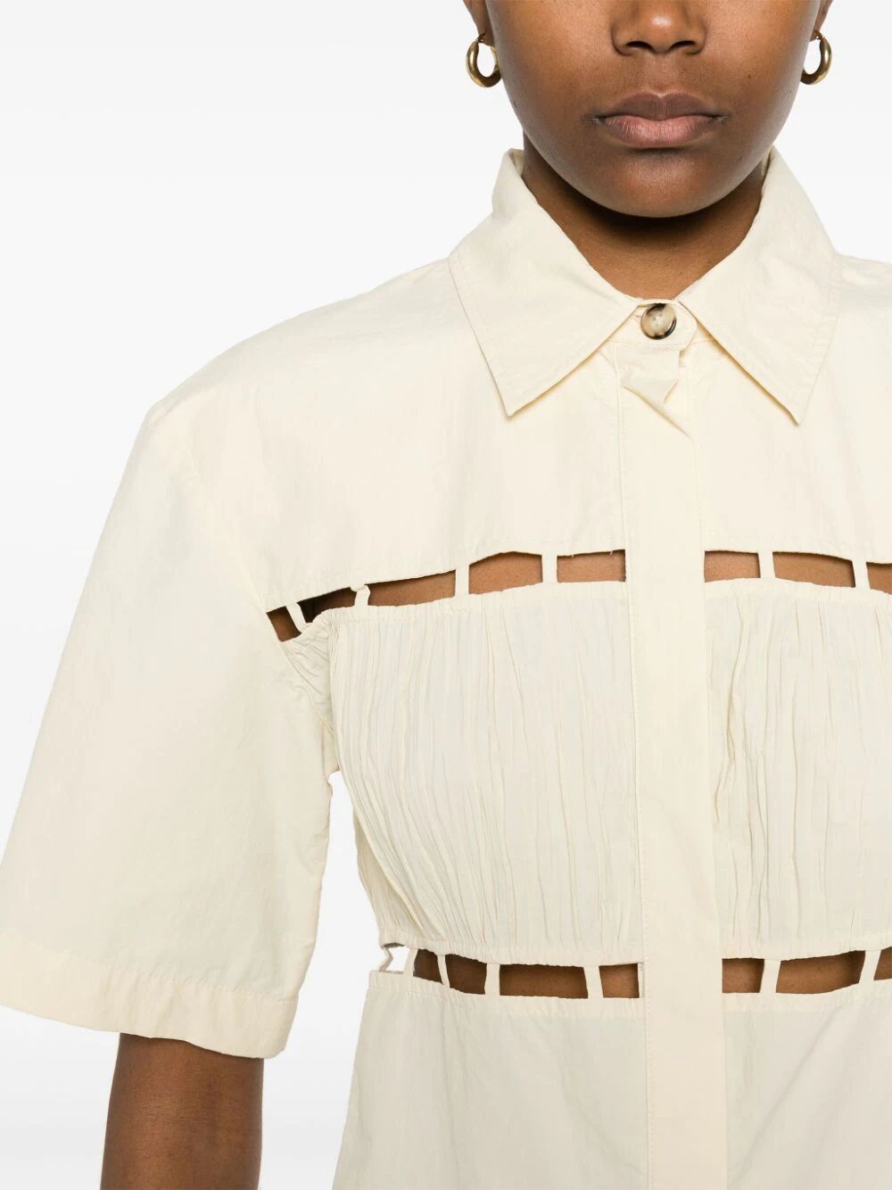 NANUSHKA-SATU CUT OUT SHIRT-NW24RSSH01471 CREME