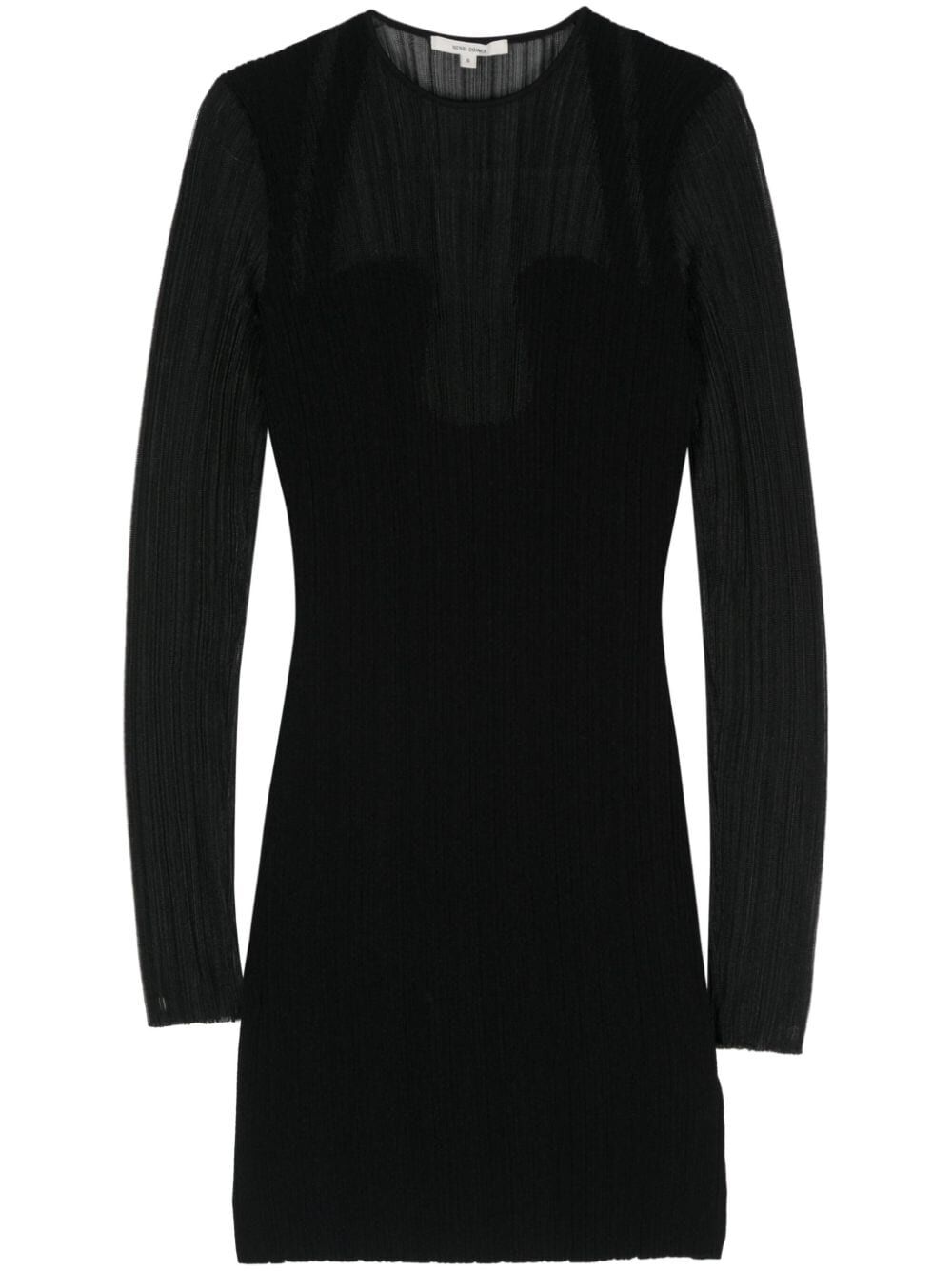 NENSI DOJAKA-FINE SEMI-SHEER PLISSE RIB LONG SLEEVE DRESS-