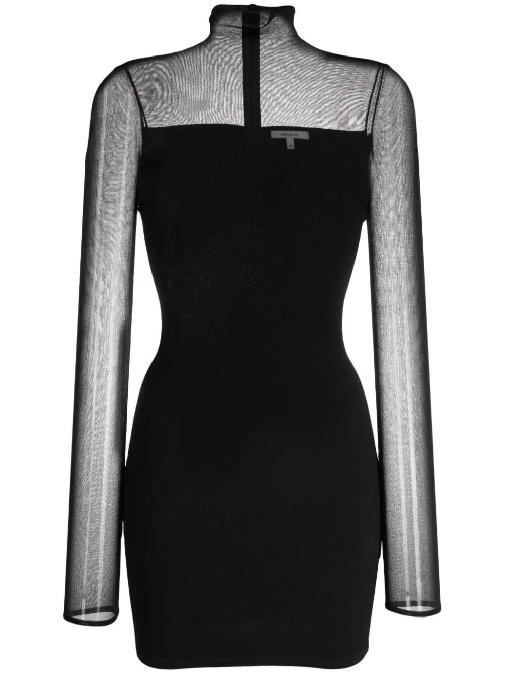 NENSI DOJAKA-FITTED SEMISHEER DRESS WITH ASYMMETRIC BRA LINE-NDAW23KT033 BLACK