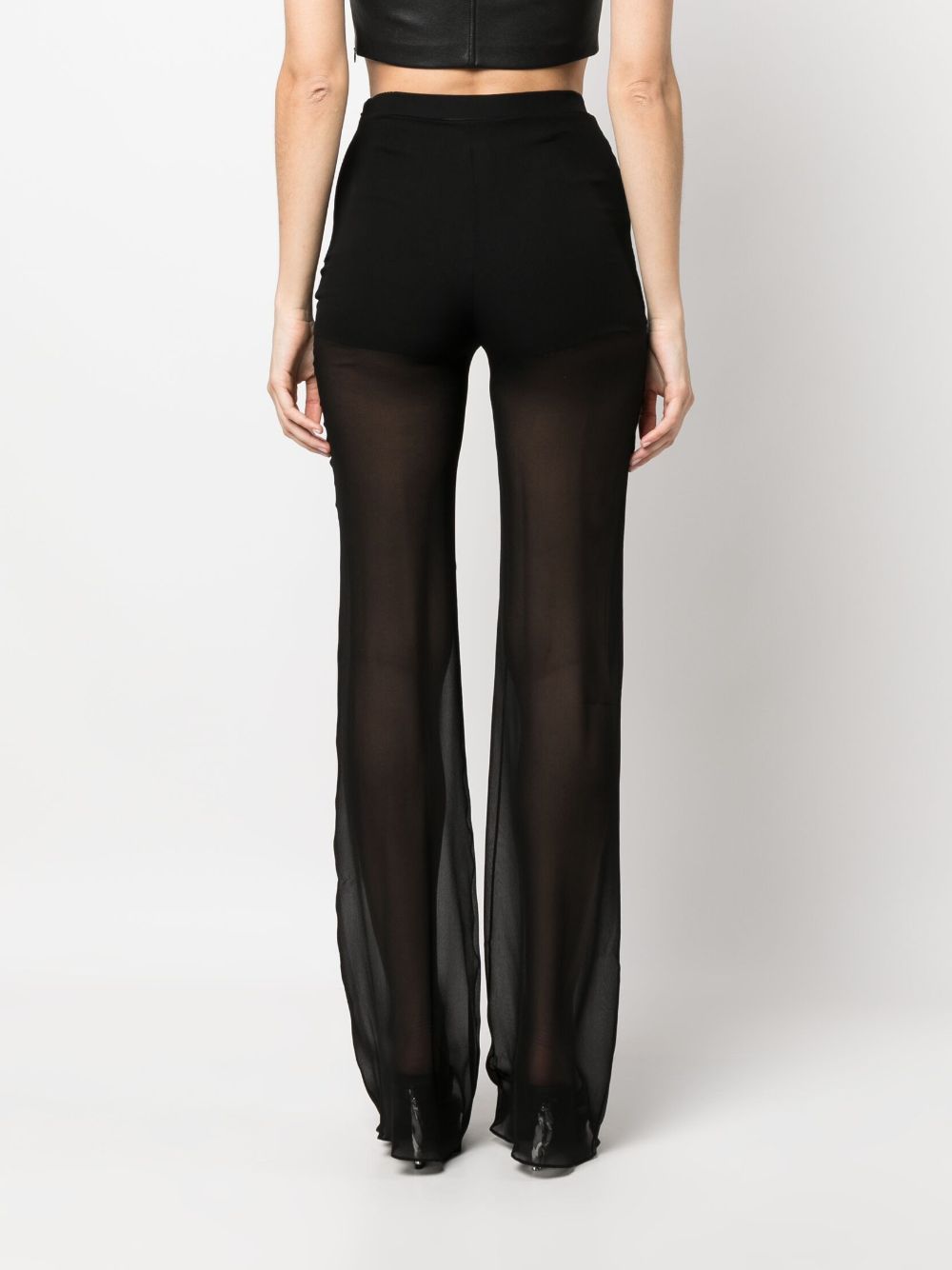 NENSI DOJAKA-FLARED SHEER TAILORED TROUSERS-NDSS23TRS029 BLACK