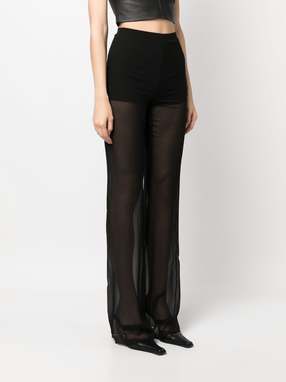 NENSI DOJAKA-FLARED SHEER TAILORED TROUSERS-NDSS23TRS029 BLACK